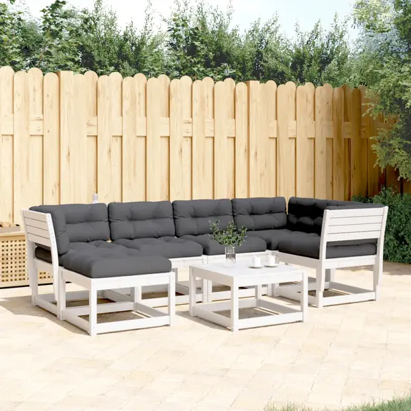 Gossi set canapele de gradina cu perne 6 piese alb lemn masiv de pin