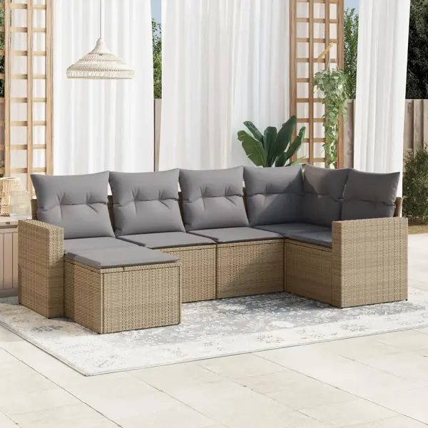 Gossi set canapele de gradina cu perne, 6 piese, bej, poliratan