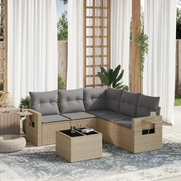 Gossi set canapele de gradina cu perne, 6 piese, bej, poliratan