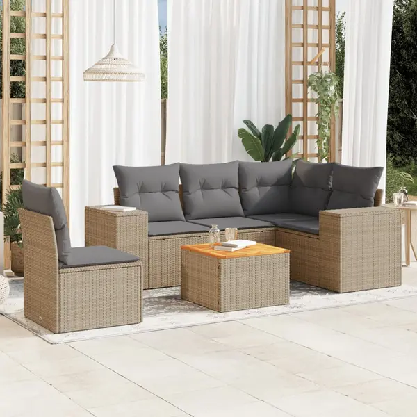 Gossi set canapele de gradina cu perne, 6 piese, bej, poliratan
