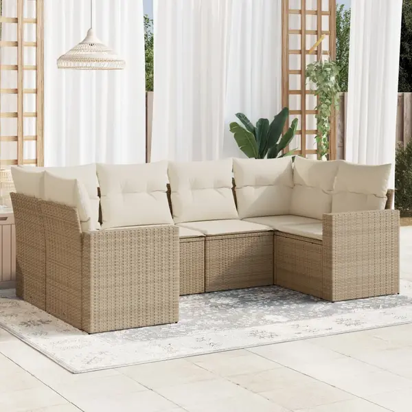 Gossi set canapele de gradina cu perne, 6 piese, bej, poliratan
