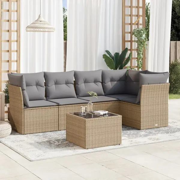 Gossi set canapele de gradina cu perne, 6 piese, bej, poliratan