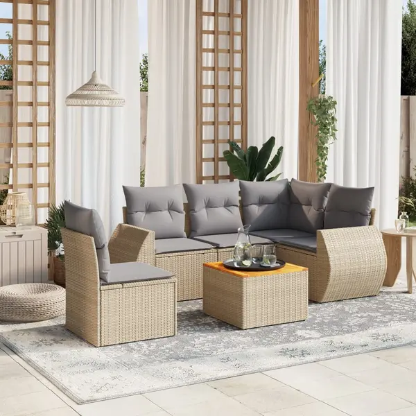Gossi set canapele de gradina cu perne, 6 piese, bej, poliratan