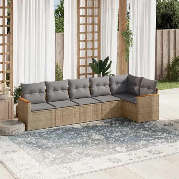 Gossi set canapele de gradina cu perne, 6 piese, bej, poliratan