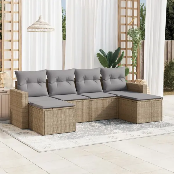 Gossi set canapele de gradina cu perne, 6 piese, bej, poliratan