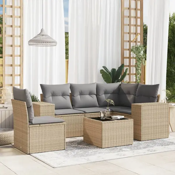 Gossi set canapele de gradina cu perne, 6 piese, bej, poliratan