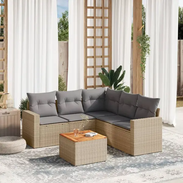 Gossi set canapele de gradina cu perne, 6 piese, bej, poliratan