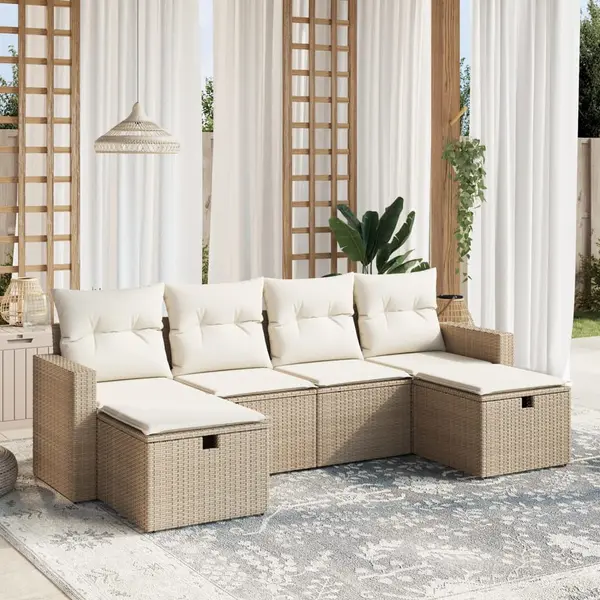 Gossi set canapele de gradina cu perne, 6 piese, bej, poliratan