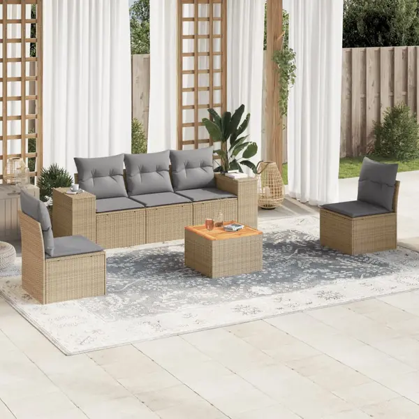 Gossi set canapele de gradina cu perne, 6 piese, bej, poliratan