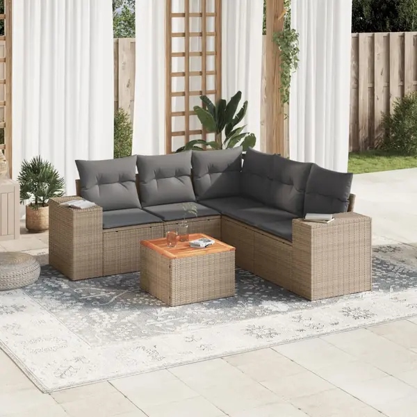 Gossi set canapele de gradina cu perne, 6 piese, bej, poliratan