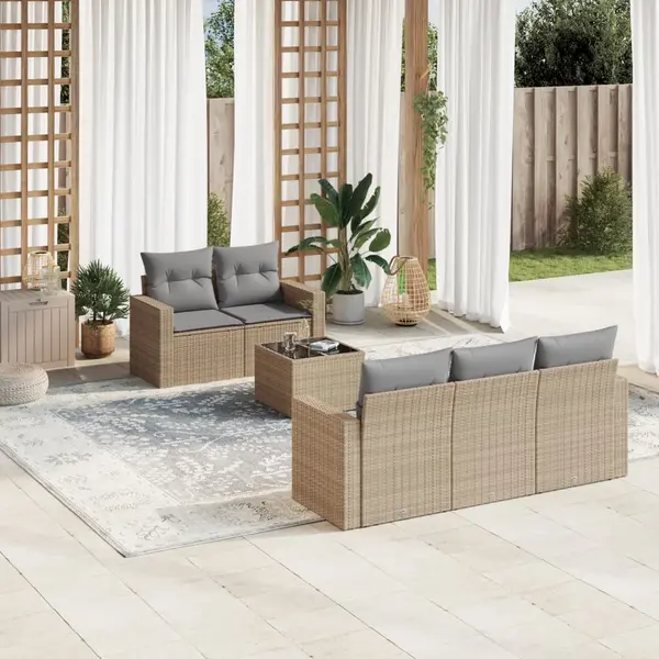 Gossi set canapele de gradina cu perne, 6 piese, bej, poliratan