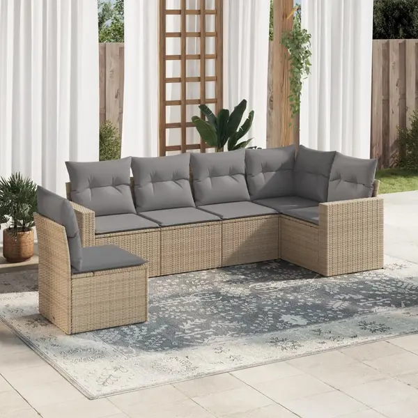 Gossi set canapele de gradina cu perne, 6 piese, bej, poliratan