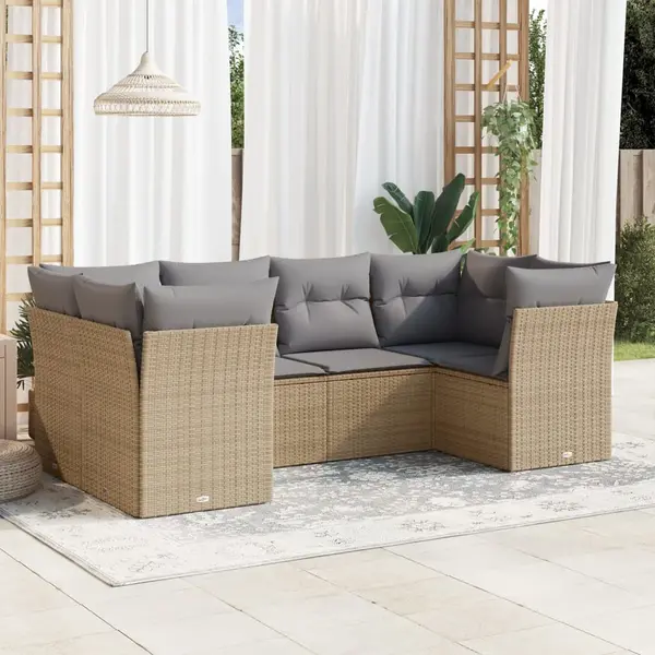 Gossi set canapele de gradina cu perne, 6 piese, bej, poliratan