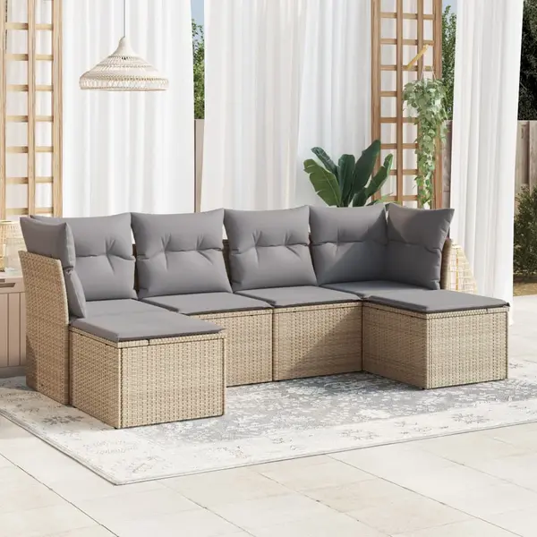Gossi set canapele de gradina cu perne, 6 piese, bej, poliratan