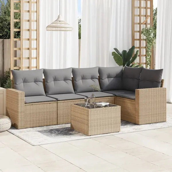 Gossi set canapele de gradina cu perne, 6 piese, bej, poliratan