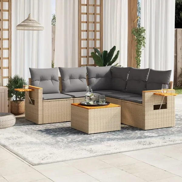 Gossi set canapele de gradina cu perne, 6 piese, bej, poliratan