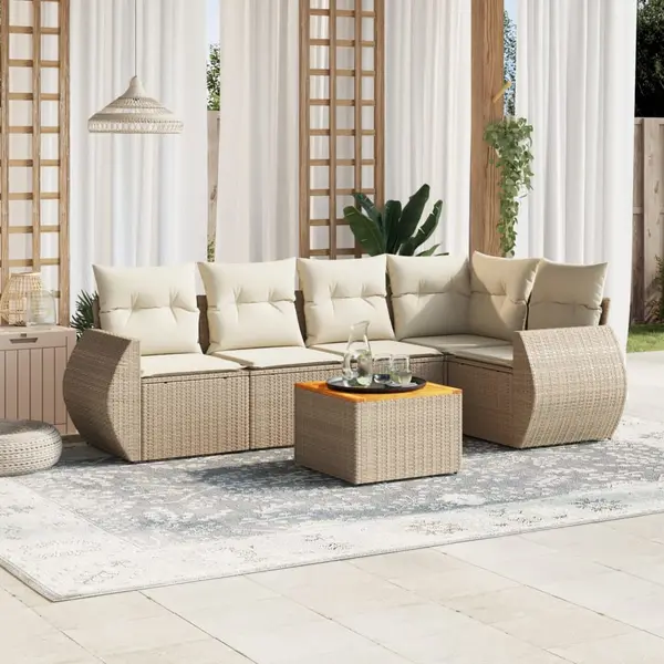 Gossi set canapele de gradina cu perne, 6 piese, bej, poliratan