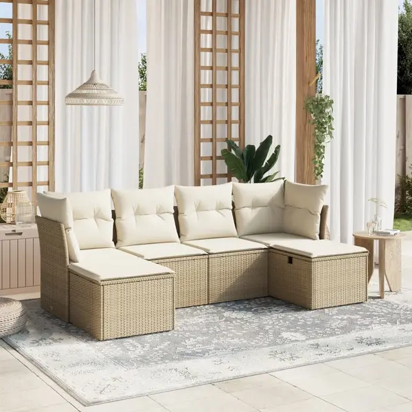 Gossi set canapele de gradina cu perne, 6 piese, bej, poliratan