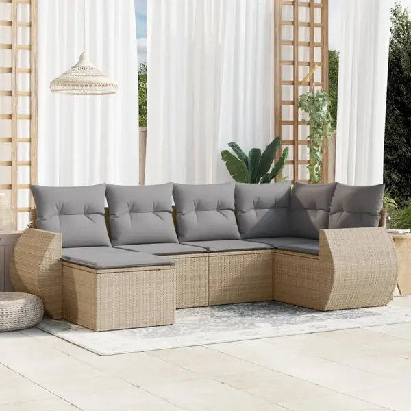 Gossi set canapele de gradina cu perne, 6 piese, bej, poliratan