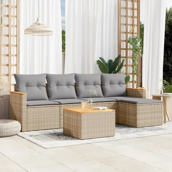 Gossi set canapele de gradina cu perne, 6 piese, bej, poliratan
