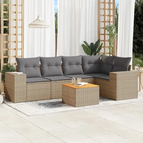 Gossi set canapele de gradina cu perne, 6 piese, bej, poliratan