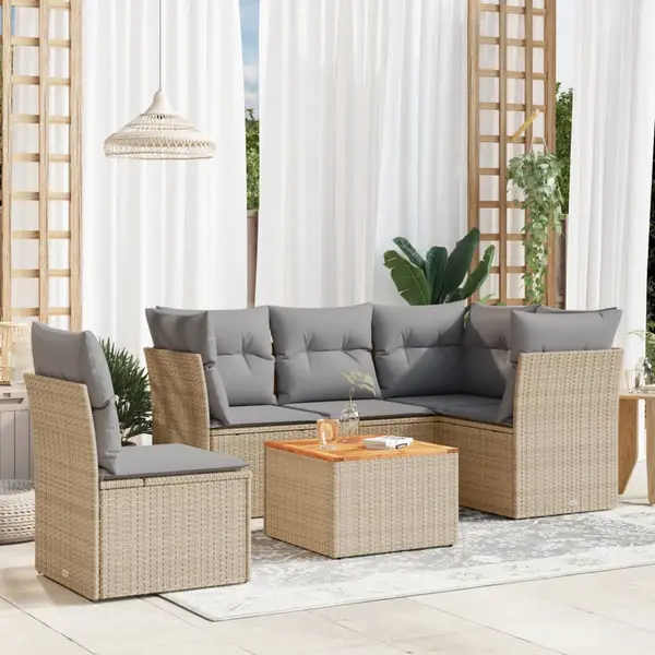 Gossi set canapele de gradina cu perne, 6 piese, bej, poliratan
