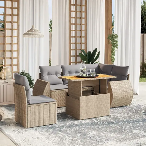 Gossi set canapele de gradina cu perne, 6 piese, bej, poliratan