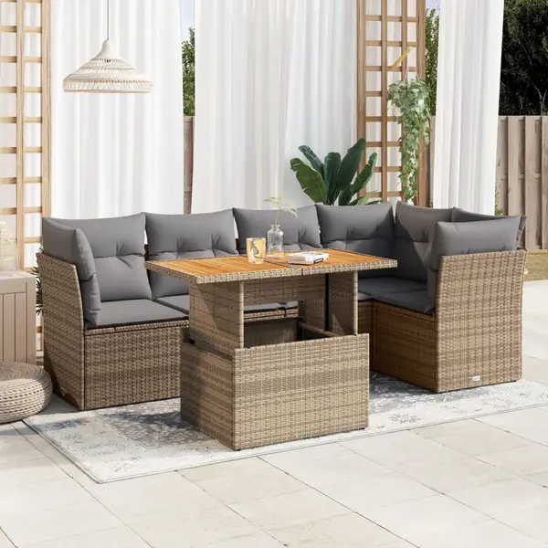 Gossi set canapele de gradina cu perne, 6 piese, bej, poliratan