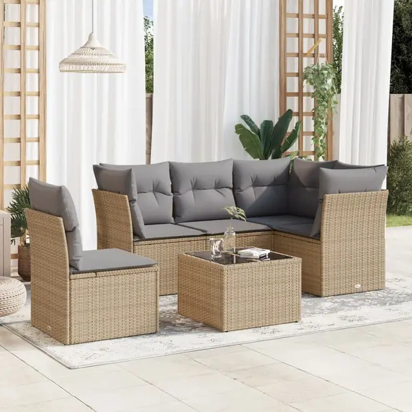 Gossi set canapele de gradina cu perne, 6 piese, bej, poliratan