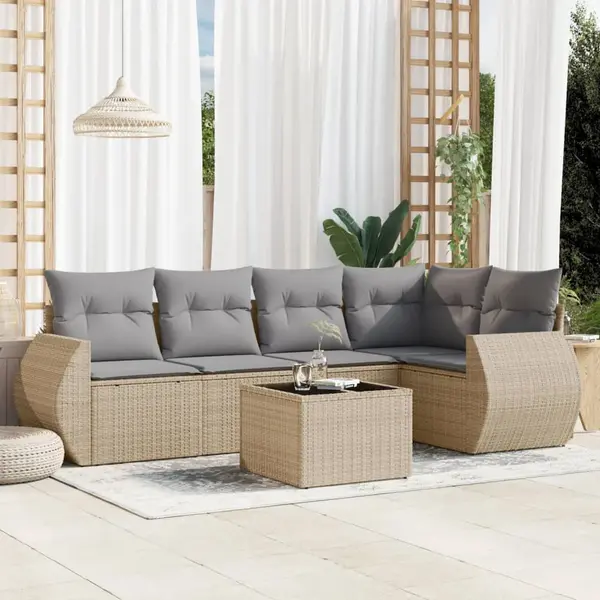 Gossi set canapele de gradina cu perne, 6 piese, bej, poliratan