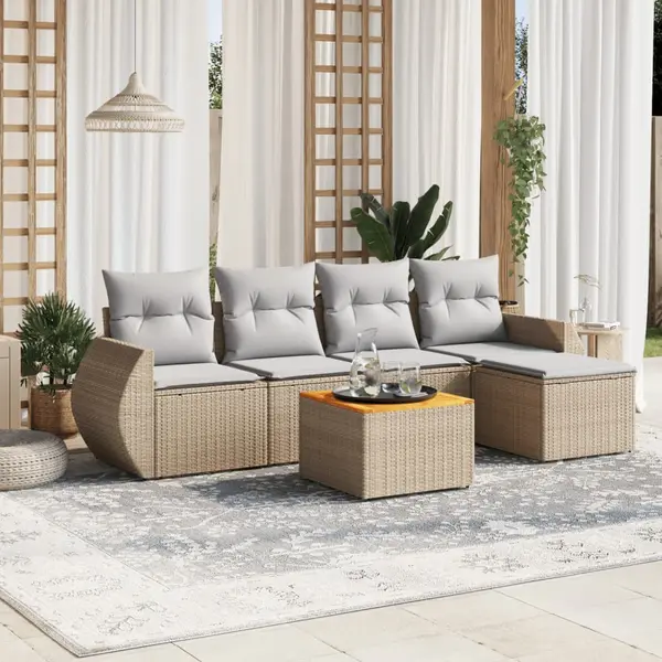 Gossi set canapele de gradina cu perne, 6 piese, bej, poliratan