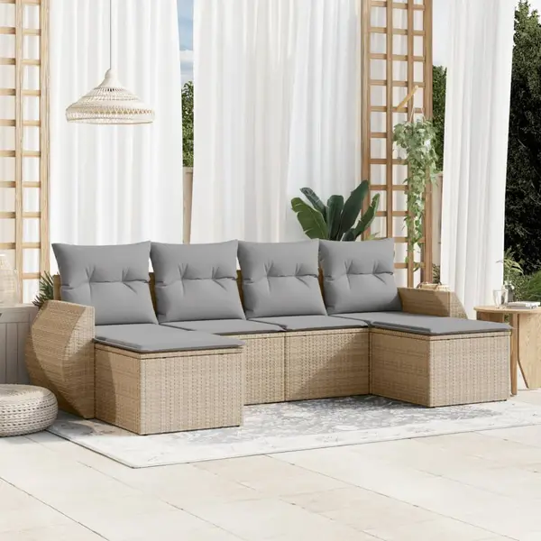 Gossi set canapele de gradina cu perne, 6 piese, bej, poliratan