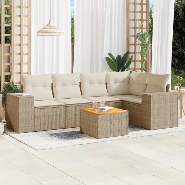 Gossi set canapele de gradina cu perne, 6 piese, bej, poliratan