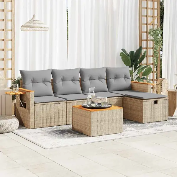 Gossi set canapele de gradina cu perne, 6 piese, bej, poliratan