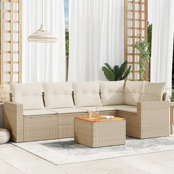 Gossi set canapele de gradina cu perne, 6 piese, bej, poliratan