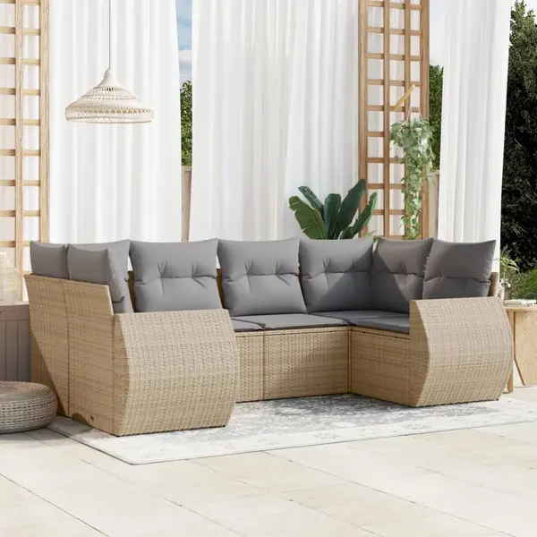 Gossi set canapele de gradina cu perne, 6 piese, bej, poliratan