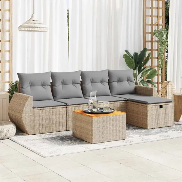 Gossi set canapele de gradina cu perne, 6 piese, bej, poliratan