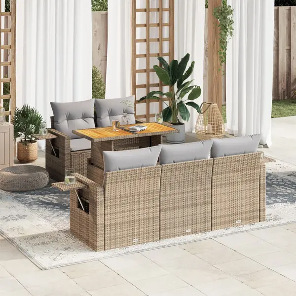 Gossi set canapele de gradina cu perne, 6 piese, bej, poliratan