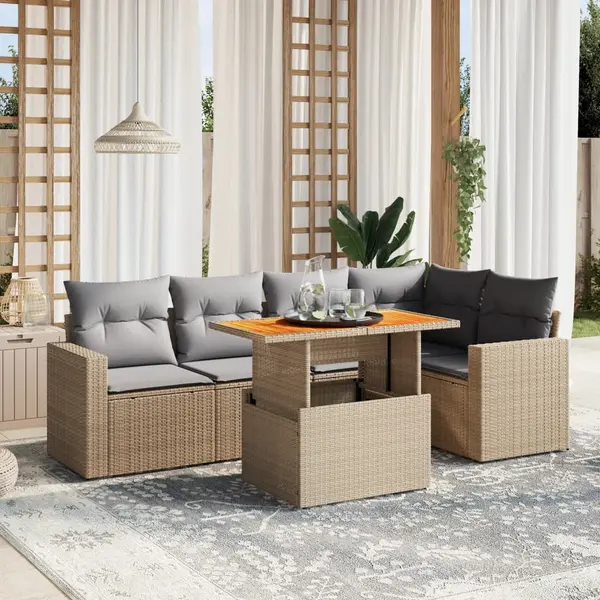 Gossi set canapele de gradina cu perne, 6 piese, bej, poliratan