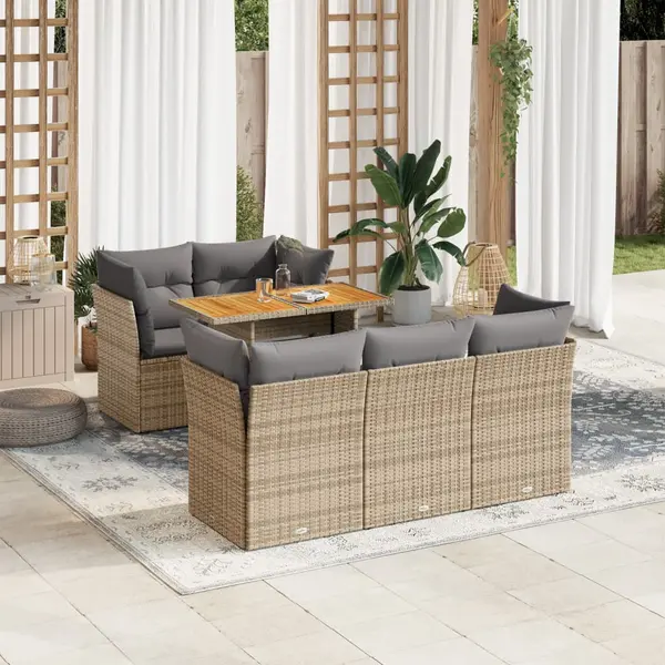 Gossi set canapele de gradina cu perne, 6 piese, bej, poliratan