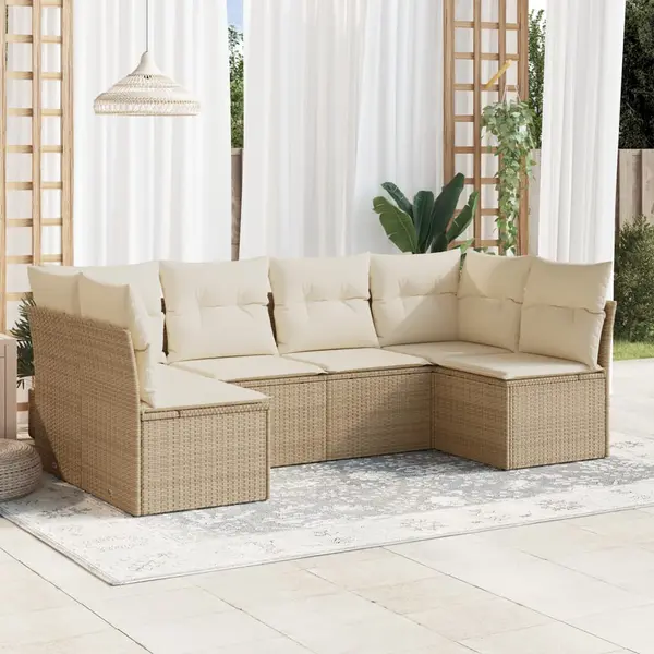 Gossi set canapele de gradina cu perne, 6 piese, bej, poliratan