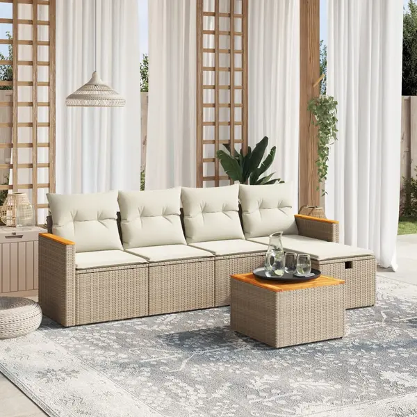 Gossi set canapele de gradina cu perne, 6 piese, bej, poliratan