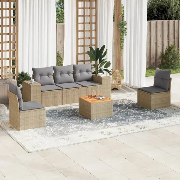 Gossi set canapele de gradina cu perne, 6 piese, bej, poliratan