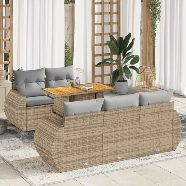 Gossi set canapele de gradina cu perne, 6 piese, bej, poliratan
