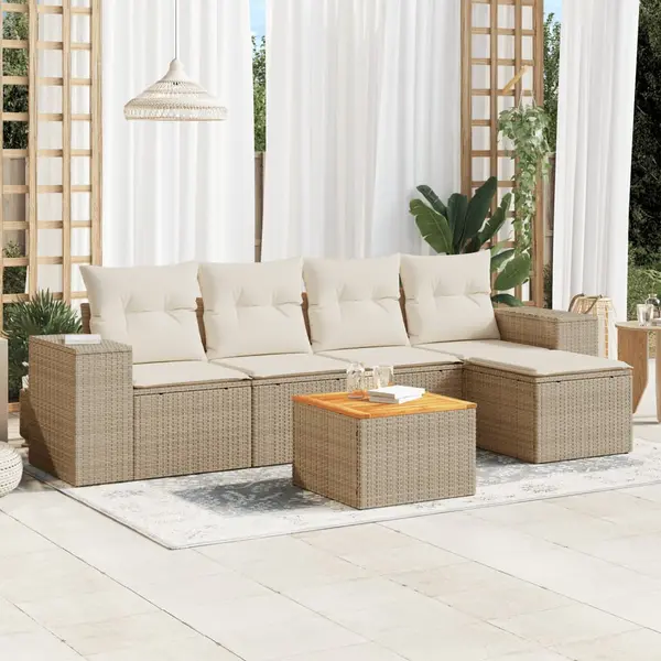 Gossi set canapele de gradina cu perne, 6 piese, bej, poliratan