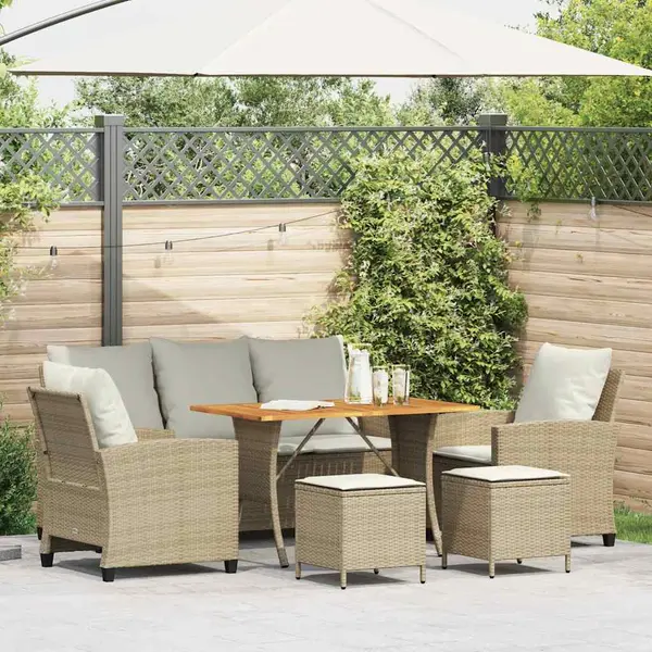 Gossi set canapele de gradina cu perne, 6 piese, bej, poliratan