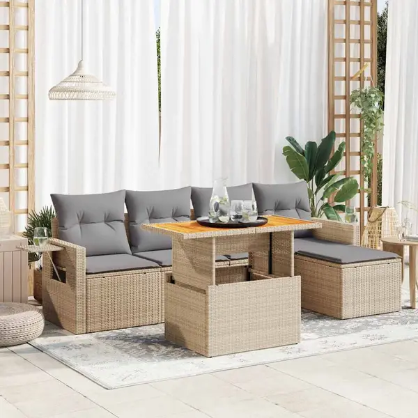 Gossi set canapele de gradina cu perne, 6 piese, bej, poliratan