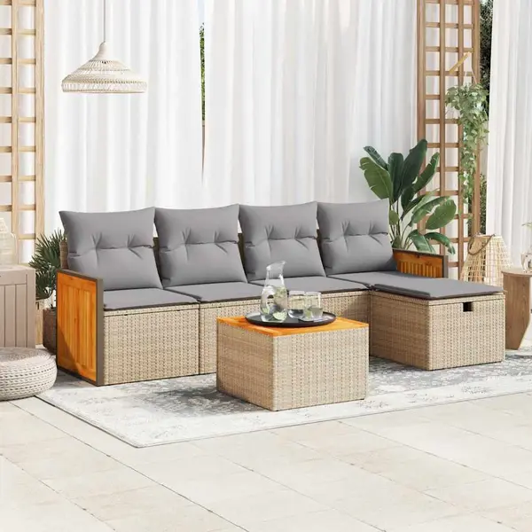 Gossi set canapele de gradina cu perne, 6 piese, bej, poliratan