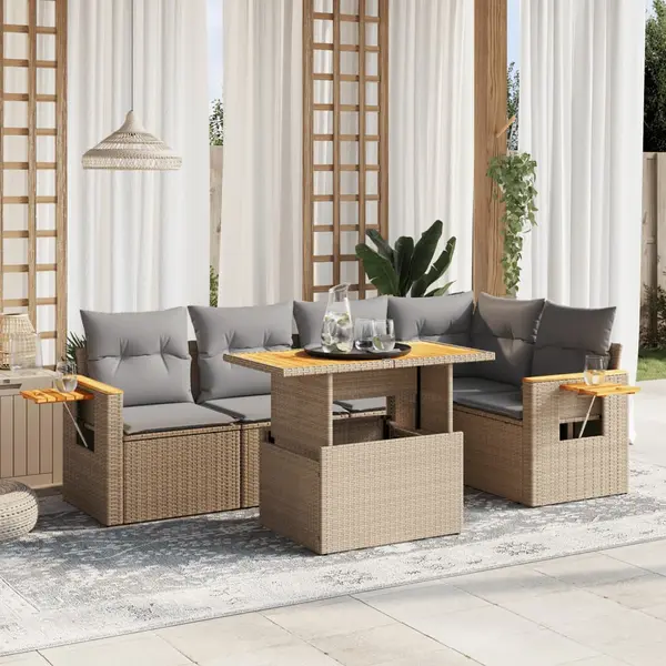 Gossi set canapele de gradina cu perne, 6 piese, bej, poliratan