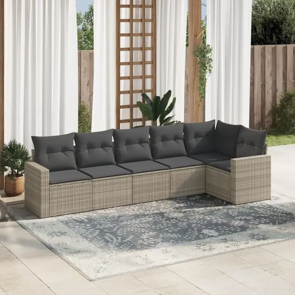 Gossi set canapele de gradina cu perne, 6 piese gri deschis poliratan